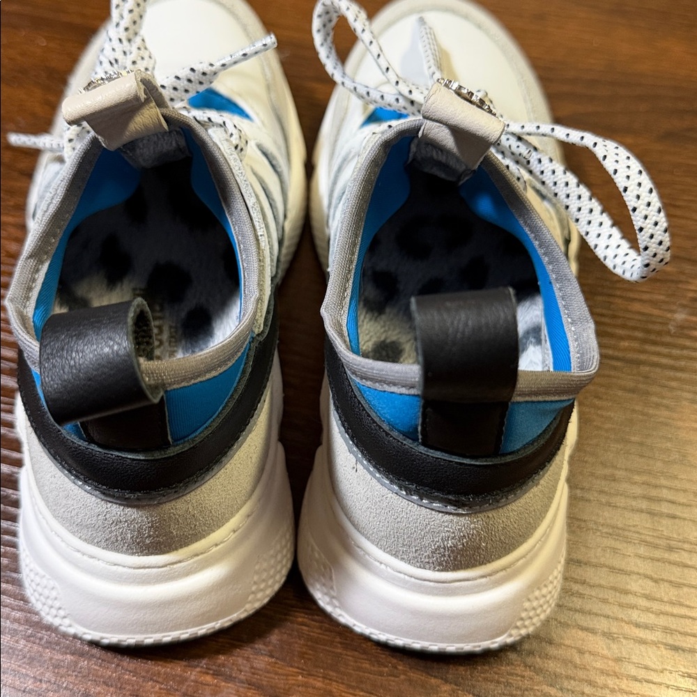 Roberto Cavalli Kids White Sneakers with Blue & Black Accents - Picture 6 of 11
